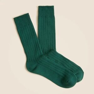J. Crew women’s Forest Green Ribbed Socks trend casual chic fashion 92% COTTON